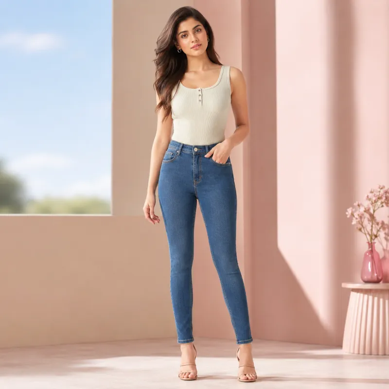 High-Rise Stretch Skinny Jeans