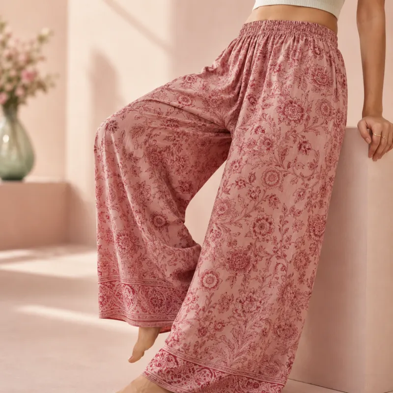 Printed Flared Palazzo Pants with Elastic Waist